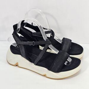 ECCO Women’s Chunky Black Leather Chunky Strappy Sandals EU 39 US 8-8.5